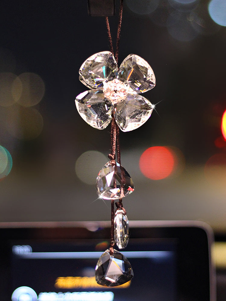 Kristall-Anhänger mit vierblättrigem Gras für den Innenbereich