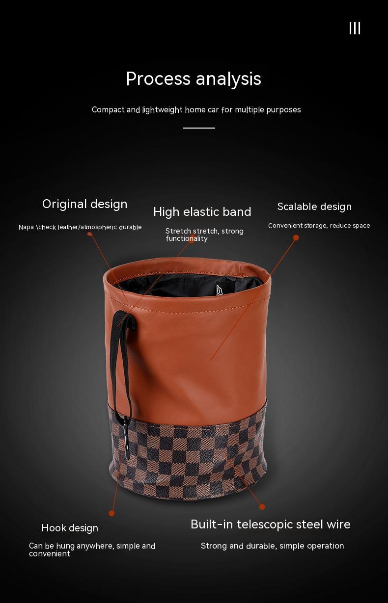 Multifunktionaler, einziehbarer Innenmülleimer aus Leder