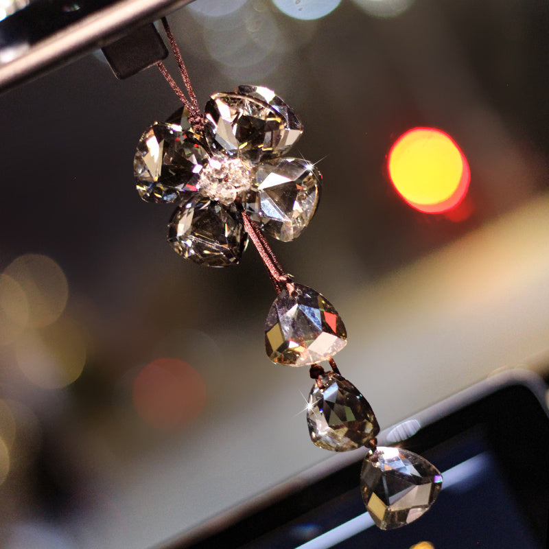 Kristall-Anhänger mit vierblättrigem Gras für den Innenbereich