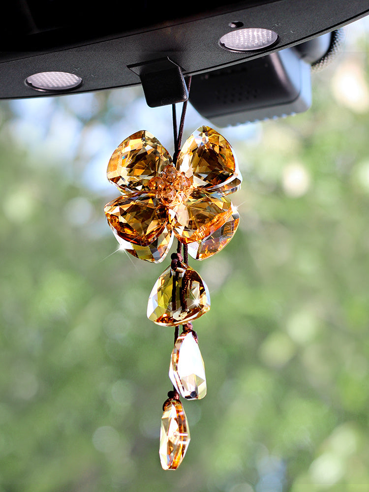 Kristall-Anhänger mit vierblättrigem Gras für den Innenbereich