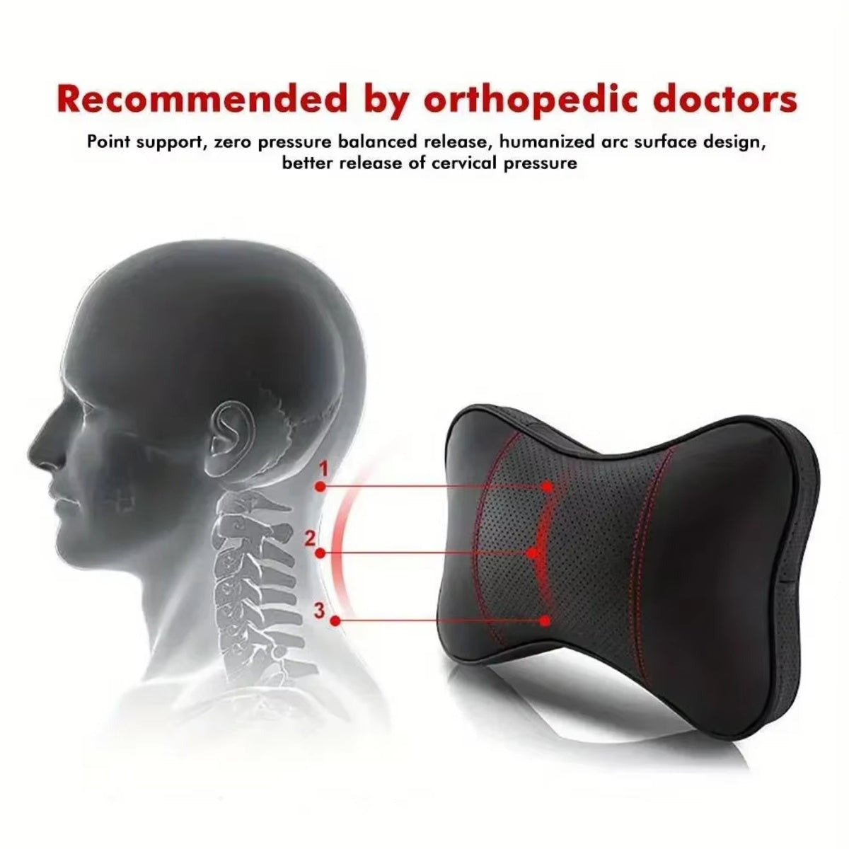 Autokopfstütze aus Leder – bequemes Nackenstützpolster mit einstellbarer Elastizität